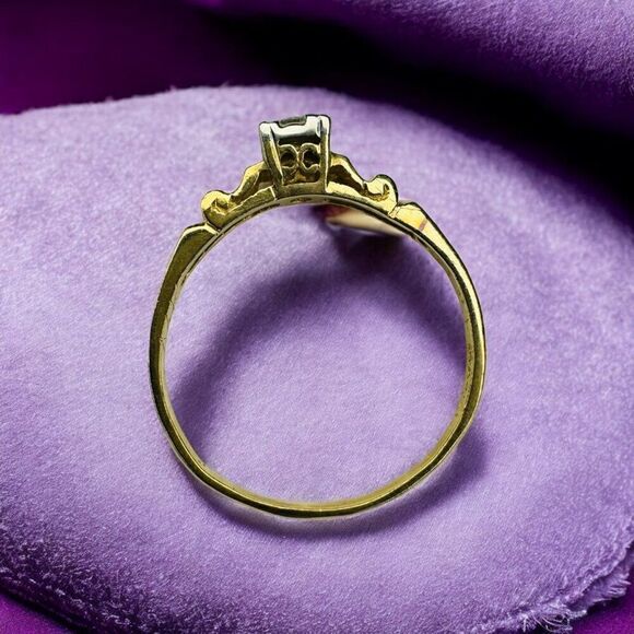 ANTIQUE- Edwardian Ring -Size 9.5- Solid Gold Diamond Art Deco Ring Wedding 1.9g - Picture 9 of 16